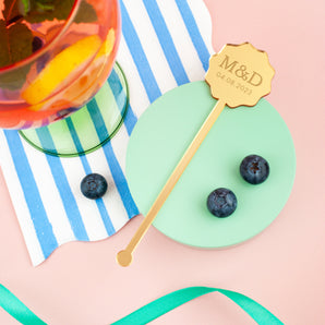 Initials & Date Mirrored Acrylic Drink Stirrer