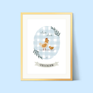 Chicken Gingham Print