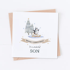 Wonderful Son Penguin Christmas Card