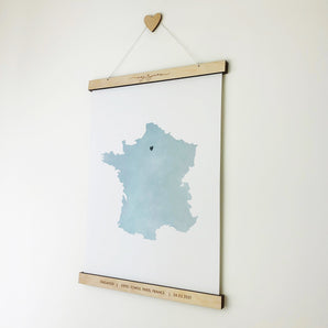 Map Print & Engraved Poster Hanger