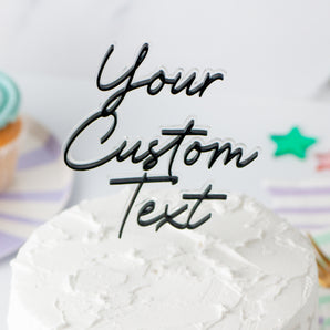 Floating Effect Custom Text Script Cake Topper 3 Lines