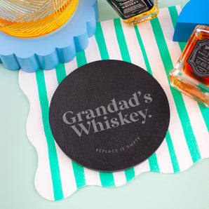 Grandad's Whiskey Personalised Slate Coaster