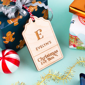 Christmas Eve Box Tag - Name & Initial