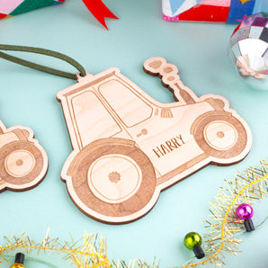 Personalised Tractor Christmas Decoration
