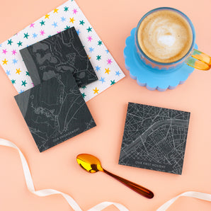 Any Location Street Map Slate Coaster Set