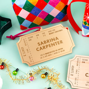 Personalised Concert Ticket Details Christmas Bauble