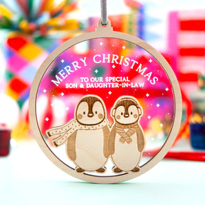 Penguins Glass Effect Bauble