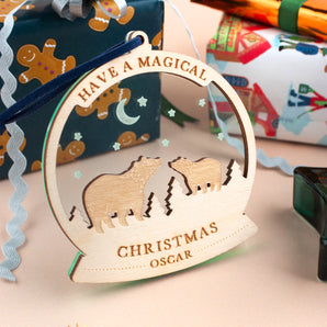 Polar Bears Glass Effect Bauble
