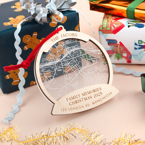 Personalised Family Memories Snow Globe Map Christmas Bauble