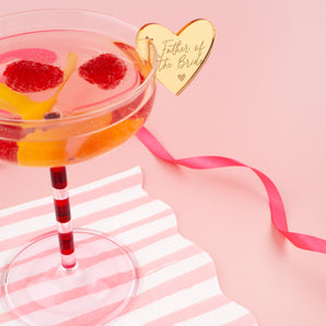 Mirrored Acrylic Drink Charm - Personalised Hearts
