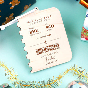 Personalised "Pack Your Bags" Travel Gift Christmas Bauble