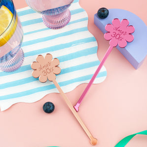 Birthday Age Mirrored Acrylic Drink Stirrer