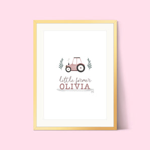 Pink Little Farmer Tractor Print