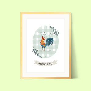 Rooster Gingham Print
