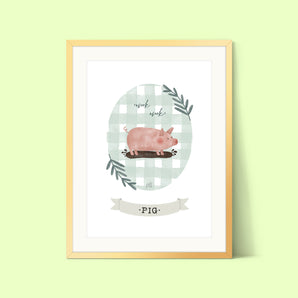 Pig Gingham Print