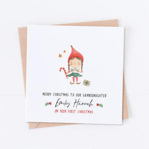 Elf Girl Baby's 1st Christmas Card
