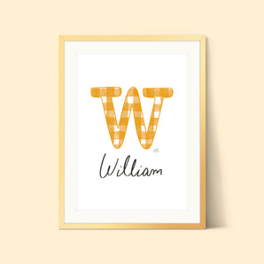 Yellow Gingham Initial Print