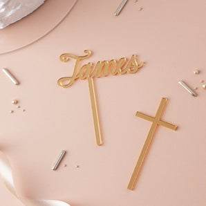 Personalised Christening Cake Topper Set