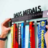 High Gloss Black Acrylic Personalised Medal Hanger with various Medals