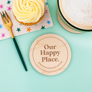 Our Happy Place what3words Coaster