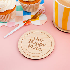 Our Happy Place Coordinates Coaster