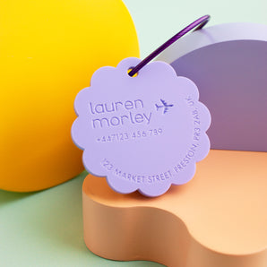 Scallop Circle & Plane Luggage Tag