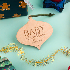 Personalised Baby Due Date Christmas Bauble