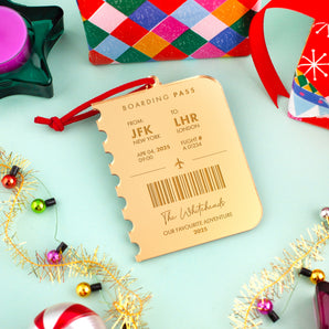 Personalised Boarding Pass Christmas Bauble