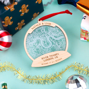 Where It All Began Snow Globe Map Christmas Bauble