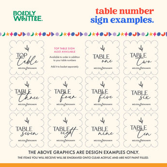 Decorative acrylic plaque with 'Table Eight' on a green tablecloth with candles and vases.