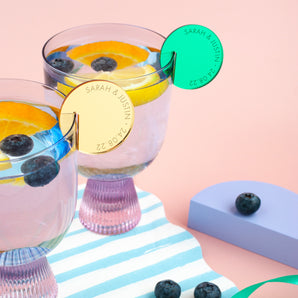 Mirrored Acrylic Drink Charm - Names & Date