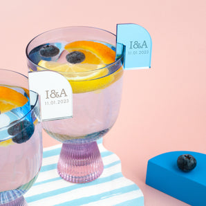Mirrored Acrylic Drink Charm - Initials & Date