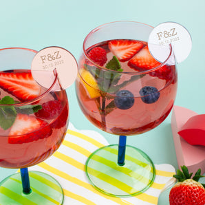 Mirrored Drink Charm - Initials & Date