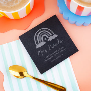 Personalised Teacher Rainbow Slate Coaster